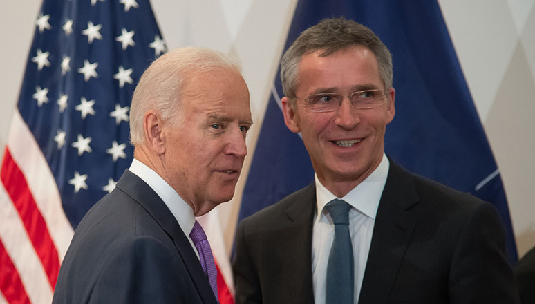 NATO Secretary General Jens Stoltenberg and then US Vice President Joe Biden at the Munich Security Conference in February 2015